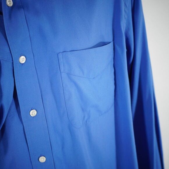 Paul Fredrick Blue Finest Two Ply Cotton Pinpoint Pocket Button Down 17-36 - Picture 2 of 10